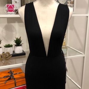 Black deep V dress